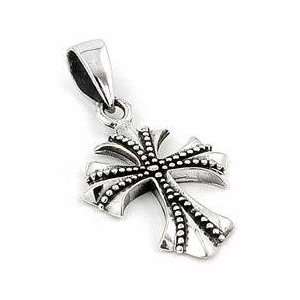  Sterling Silver Vintage Studded Cross Pendant: Jewelry
