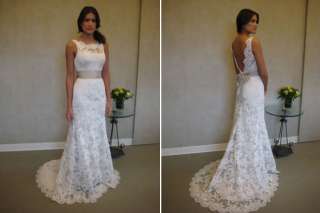 custom White/Ivory Lace Backless Wedding Bride Dress Size 6 8 10 12 14 