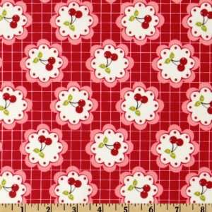  44 Wide Cherry Fizz Cherry Flowers Red Fabric By The 