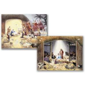  Caspari Set of Two Advent Calenders, Nativity Scene and 