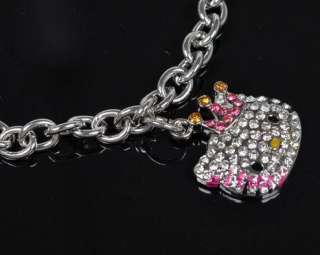 High Quality Hello Kitty Crown Princess pendant Bracelet Xmas gift Z33 