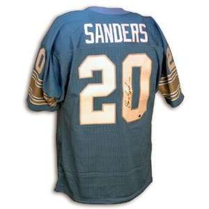  Barry Sanders Signed Lions Blue Throwback Jersey: Sports 