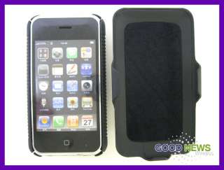   3G 3GS   Black Rubberized Hard Case + Belt Clip Stand Holster  
