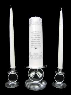 HEART SWIRL Wedding Unity Candle Set  poem, names, date  