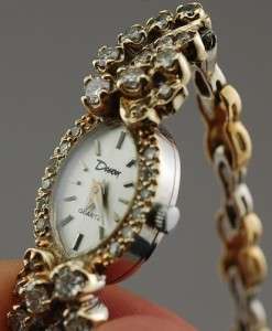 Antique Devon Womens watch gold and diamonds with 1.5 Carats of 