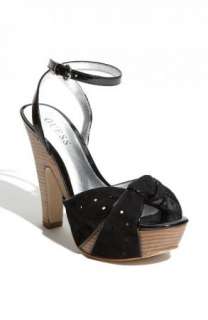 New GUESS KAYLINAY HIGH HEEL SANDALS PLATFORM Wedge Black Suede Shoes 