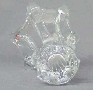 Cofrac Crystal Ribbed Art Glass Vase France Verrier  
