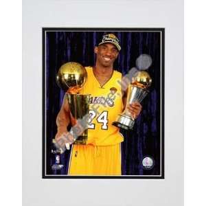  Kobe Bryant with 2010 MVP & Championship Trophies in 