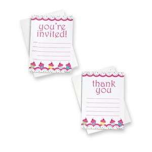  cupcake party invitations & thank you notes (set of 8 each 