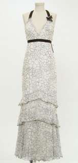 Vera Wang White & Brown Silk Dress Size 8 NEW $1,250  