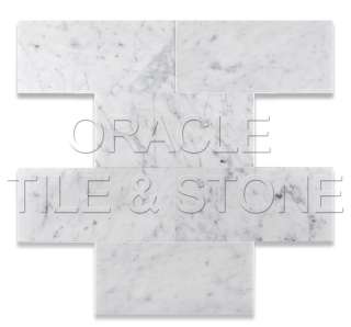 12 Bianco Carrara White Marble Honed Brick Tile  