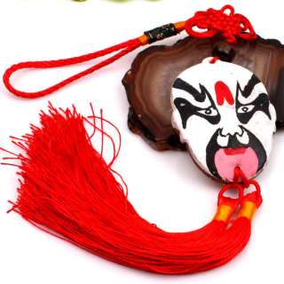 Hand Painted Coconut Shell Peking Opera White Mask Knot  