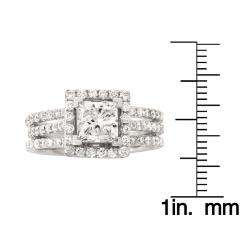 14k White Gold 2 2/5ct TDW Princess cut Diamond Engagement Ring (G, I1 