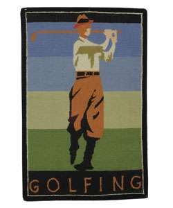 Handmade Vintage Golf Poster Wool Rug (2 x 3)  Overstock