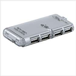 Silver 4 port LED USB 2.0 Hub  