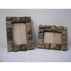 Set of 2 Lava Stone Picture Frames (Indonesia)  