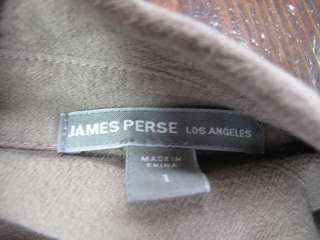 James Perse Gray Short Sleeve Button Down Drawstring Waist Maxi Dress 