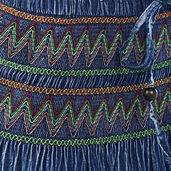 Tabeez Womens Denim Embroidered Maxi Skirt  