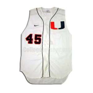   White No. 45 Game Used Miami Nike Baseball Jersey