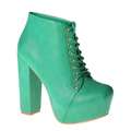 Refresh by Beston Womens Dolly 03 Green Chunky Heel Booties 
