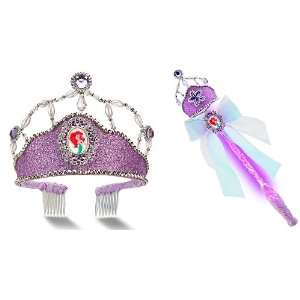 Princess Ariel Crown and Wand Set with Lights 2PC Set Tiara