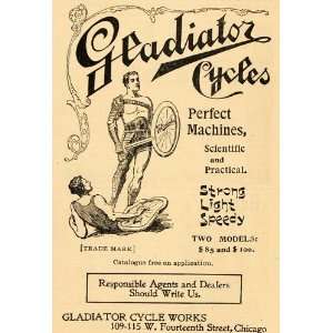  1896 Vintage Ad Gladiator Bicycles Bikes Cycles Roman 