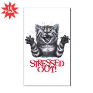   Sticker (Rectangle) (10 Pack) Stressed Out Cat 