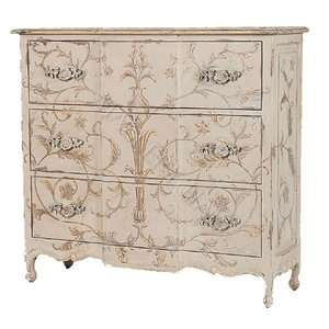 Vintage Tall 3 Drawer Chest Hand Painted Gray Gold  