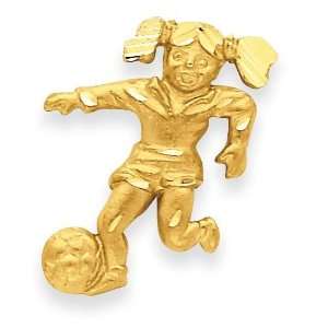 Girl Soccer Player Charm in 14k Yellow Gold Jewelry