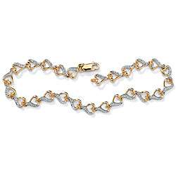 10k Gold Diamond Accent Heart Link Bracelet  Overstock