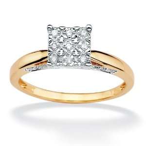  PalmBeach Jewelry Tutone 10k Gold Diamond Pav Princess 