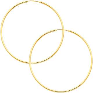   Gold 1.5mm Thickness High Polished Large Endless Hoop Earrings  