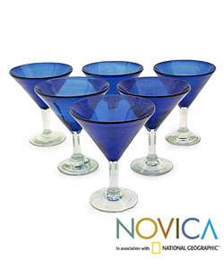 Set of 6 Sapphire Blue Martini Glasses (Mexico)  Overstock