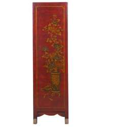Hand painted Red Bonded Leather Oriental Bookcase  Overstock