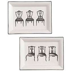 Sadek 8 inch Rectangular Chair Design Plates (Set of 2)   