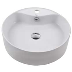 Kraus Round White Ceramic Vessel Bathroom Sink  