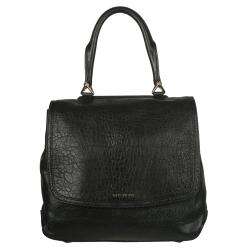   Mirte Large Black Textured Leather Saddle Bag  Overstock