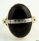 Vintage ONYX RING   Diamond Accents 1930s 40s Fine 10k 