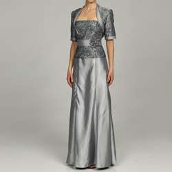 JS Collections Womens Silver Brocade Bolero Dress  