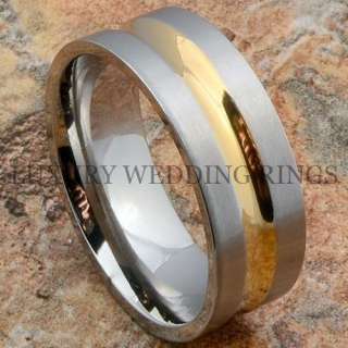 Titanium Ring 14K Gold Groove Wedding Band Brushed Bridal Jewelry Size 