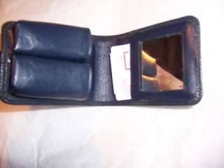 Buxton Leather Double Lipstick Case & Mirror,Navy  
