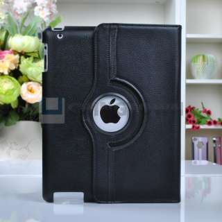   360 Rotating Leather Case Smart Cover Stand Apple iPad 2, 3rd  
