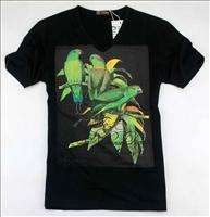 NWT John Galliano Mens Parrots V neck Fashion T shirt 1878 Sz M XXL 