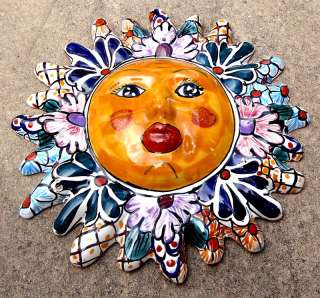 MEXICO MEXICAN TALAVERA TILE POTTERY WALL ART SUN FACE  