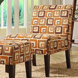 Orange Cube Print Lounge Chair  