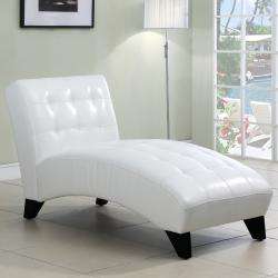 Axis White Faux Leather Chaise Lounge Chair  Overstock