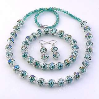Colors Faceted Crystal Glass Round Flower Beads Necklace Bracelet 