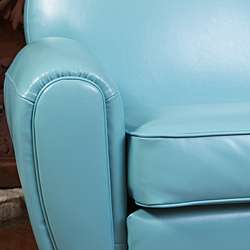 Oversized Teal Blue Leather Club Chair  