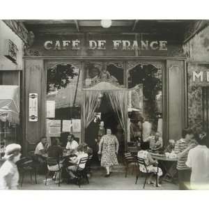  Cafe in France Oversize Black and White Postcard