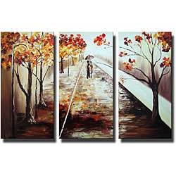 Walk in the Rain Hand painted Canvas Art Set  